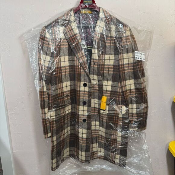 The Signature Collection Car Coat Taupe Plaid - Picture 8 of 12
